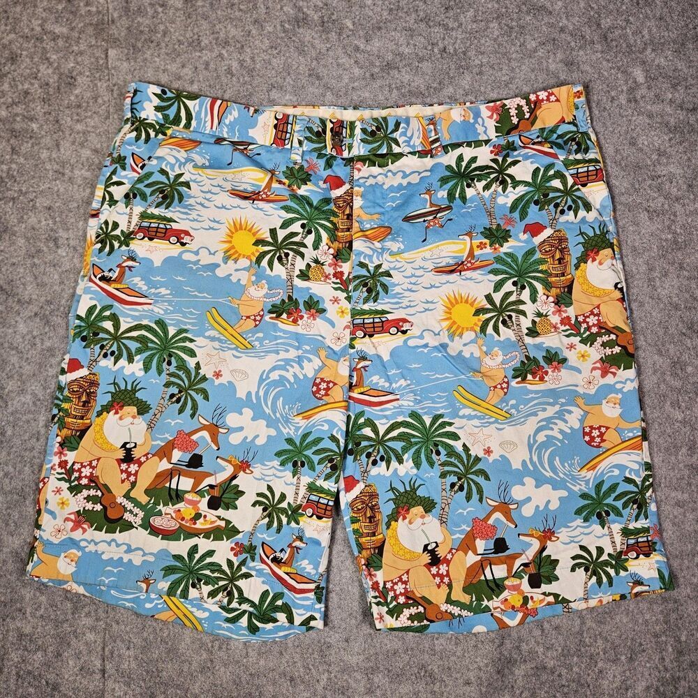 Loudmouth Mens Christmas July Travel Santa Hawaii Tropical Golf Short Sz 46 READ